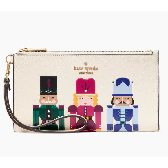 New Kate Spade Oh What Fun Nutcracker Double Zip Wristlet Meringue Multi - Picture 1 of 3